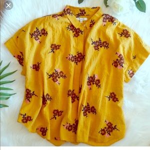 Madewell Mustard Embroidered Top Size L
